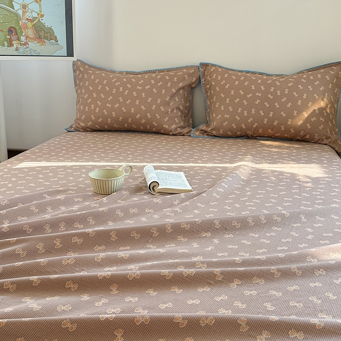 91家纺网 家纺一手货源 找家纺 金丝鸟家纺 2025春夏新款全棉纯棉双层纱床单 单品单件 糖果球