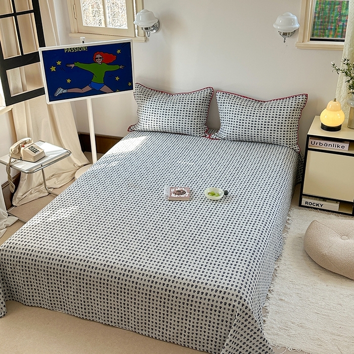 91家纺网 家纺一手货源 找家纺 金丝鸟家纺 2025春夏新款全棉纯棉双层纱床单 单品单件 吉祥