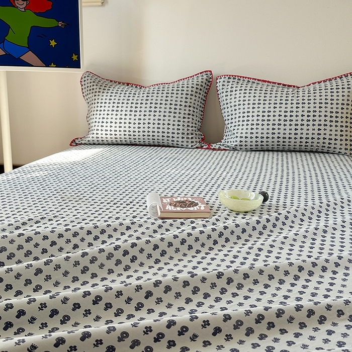 91家纺网 家纺一手货源 找家纺 金丝鸟家纺 2025春夏新款全棉纯棉双层纱床单 单品单件 吉祥