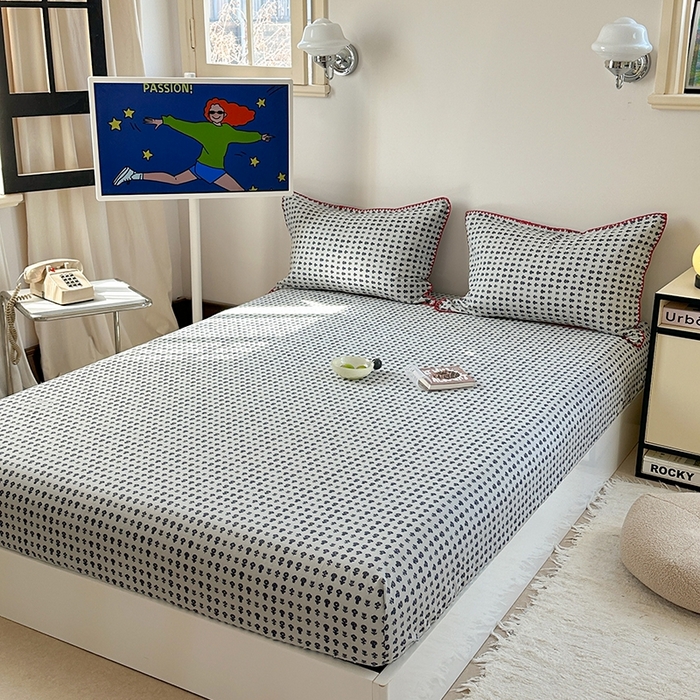 91家纺网 家纺一手货源 找家纺 金丝鸟家纺 2025春夏新款全棉纯棉双层纱床单 单品单件 吉祥