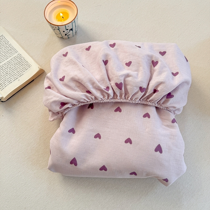 91家纺网 家纺一手货源 找家纺 金丝鸟家纺 2025春夏新款全棉纯棉双层纱床单 单品单件 紫色心情