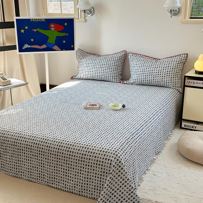 91家纺网 家纺一手货源 找家纺 金丝鸟家纺 2025春夏新款全棉纯棉双层纱床单 单品单件 吉祥