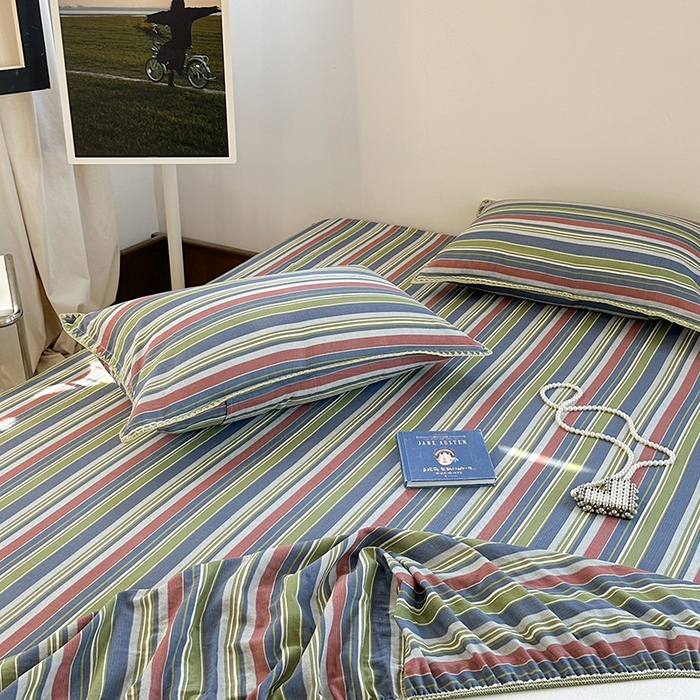 91家纺网 家纺一手货源 找家纺 金丝鸟家纺 2025春夏新款全棉纯棉双层纱床单 单品单件 塔思琦