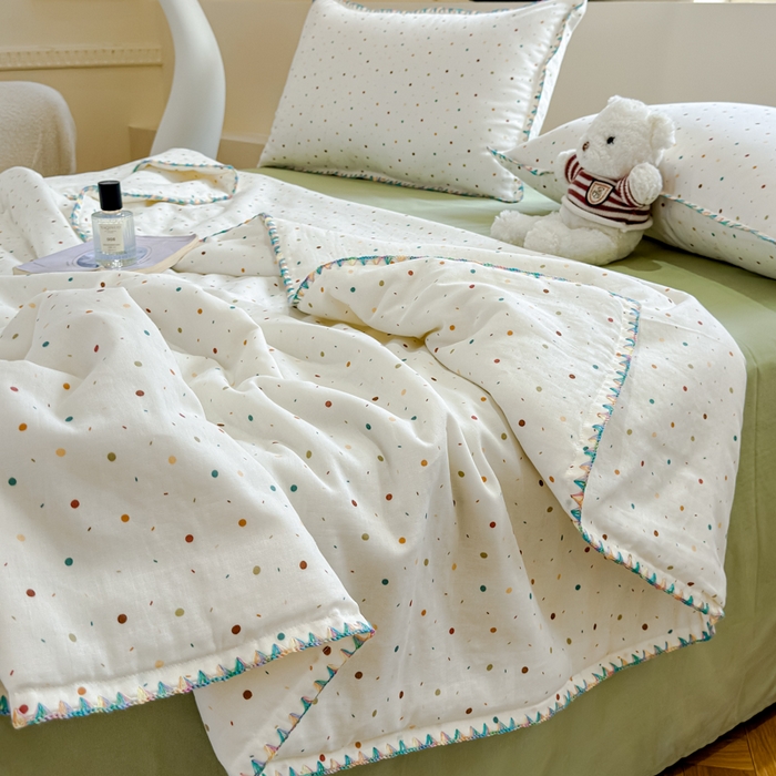 91家纺网 家纺一手货源 找家纺 金丝鸟家纺 2025春夏新款全棉纯棉双层纱夏被夏凉被空调被 彩色玻璃球