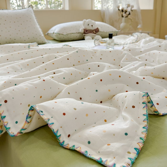 91家纺网 家纺一手货源 找家纺 金丝鸟家纺 2025春夏新款全棉纯棉双层纱夏被夏凉被空调被 彩色玻璃球