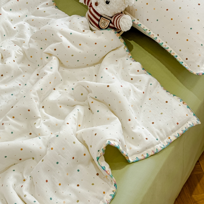 91家纺网 家纺一手货源 找家纺 金丝鸟家纺 2025春夏新款全棉纯棉双层纱夏被夏凉被空调被 彩色玻璃球