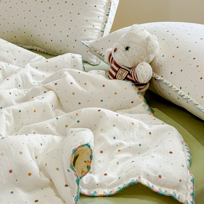 91家纺网 家纺一手货源 找家纺 金丝鸟家纺 2025春夏新款全棉纯棉双层纱夏被夏凉被空调被 彩色玻璃球