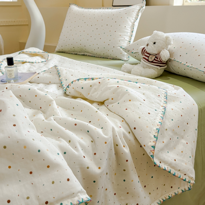 91家纺网 家纺一手货源 找家纺 金丝鸟家纺 2025春夏新款全棉纯棉双层纱夏被夏凉被空调被 彩色玻璃球