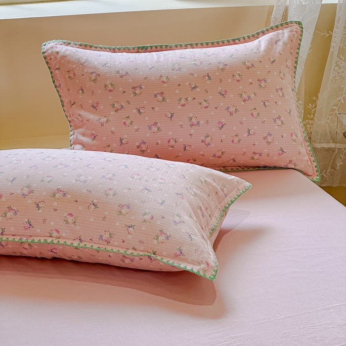 91家纺网 家纺一手货源 找家纺 金丝鸟家纺 2025春夏新款全棉纯棉双层纱夏被夏凉被空调被 粉色花香