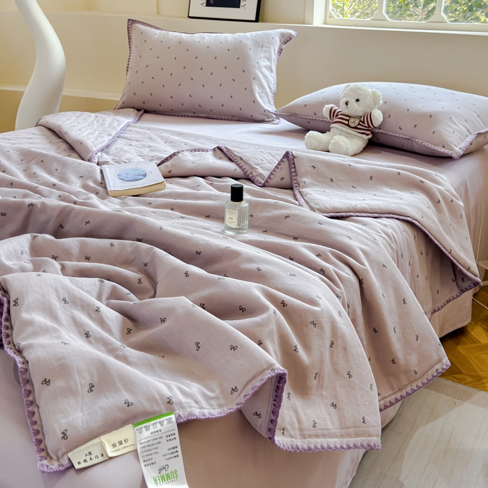 91家纺网 家纺一手货源 找家纺 金丝鸟家纺 2025春夏新款全棉纯棉双层纱夏被夏凉被空调被 密语小结