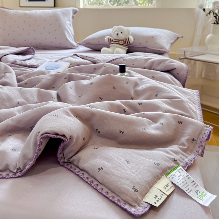 91家纺网 家纺一手货源 找家纺 金丝鸟家纺 2025春夏新款全棉纯棉双层纱夏被夏凉被空调被 密语小结