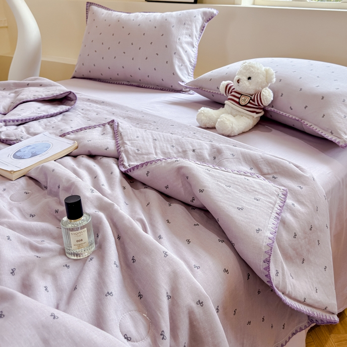 91家纺网 家纺一手货源 找家纺 金丝鸟家纺 2025春夏新款全棉纯棉双层纱夏被夏凉被空调被 密语小结