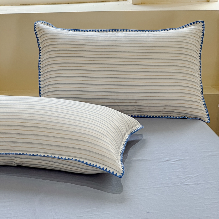 91家纺网 家纺一手货源 找家纺 金丝鸟家纺 2025春夏新款全棉纯棉双层纱夏被夏凉被空调被 阡陌条纹 蓝