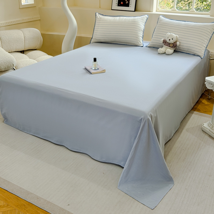 91家纺网 家纺一手货源 找家纺 金丝鸟家纺 2025春夏新款全棉纯棉双层纱夏被夏凉被空调被 阡陌条纹 蓝