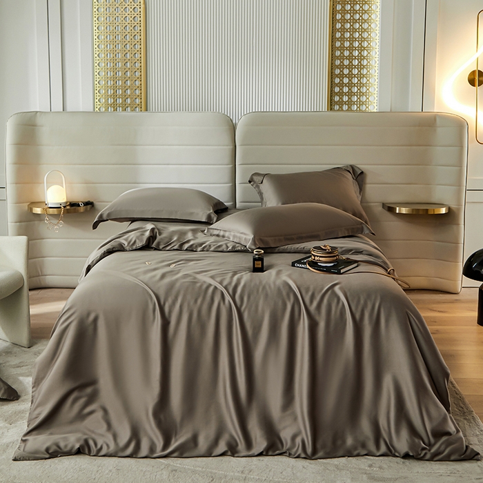 91家纺网 家纺一手货源 找家纺 张公子婚庆馆 2025新款60S撞色天丝四件套系列 竹卡（纯色）