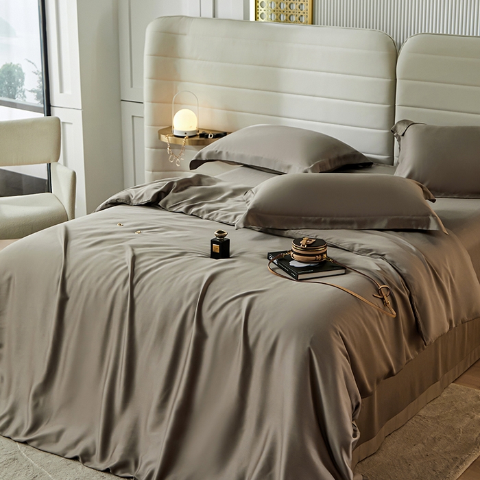 91家纺网 家纺一手货源 找家纺 张公子婚庆馆 2025新款60S撞色天丝四件套系列 竹卡（纯色）