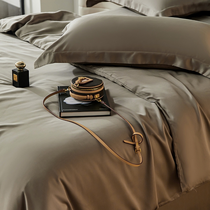 91家纺网 家纺一手货源 找家纺 张公子婚庆馆 2025新款60S撞色天丝四件套系列 竹卡（纯色）