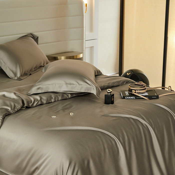 91家纺网 家纺一手货源 找家纺 张公子婚庆馆 2025新款60S撞色天丝四件套系列 竹卡（纯色）