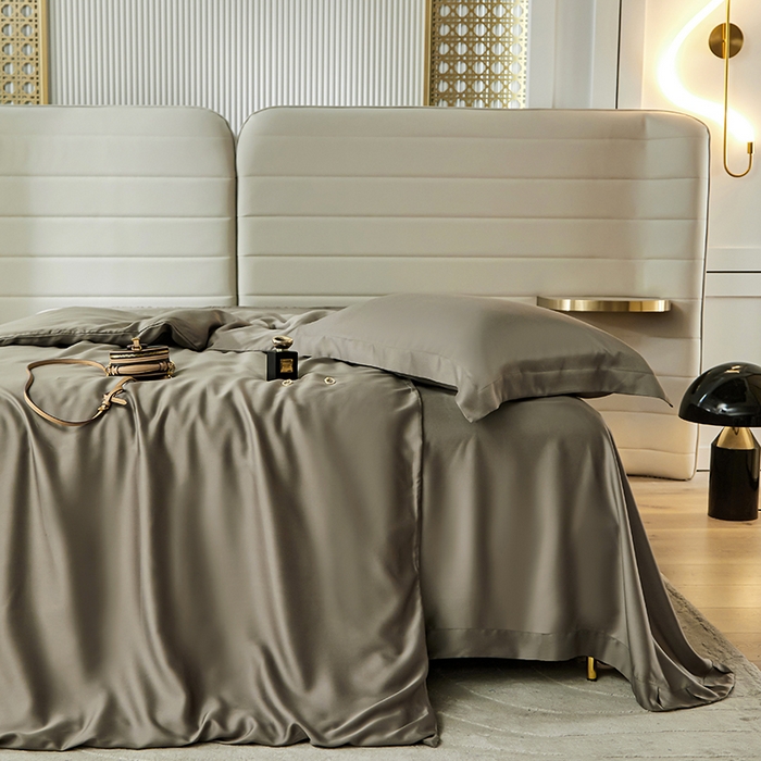 91家纺网 家纺一手货源 找家纺 张公子婚庆馆 2025新款60S撞色天丝四件套系列 竹卡（纯色）