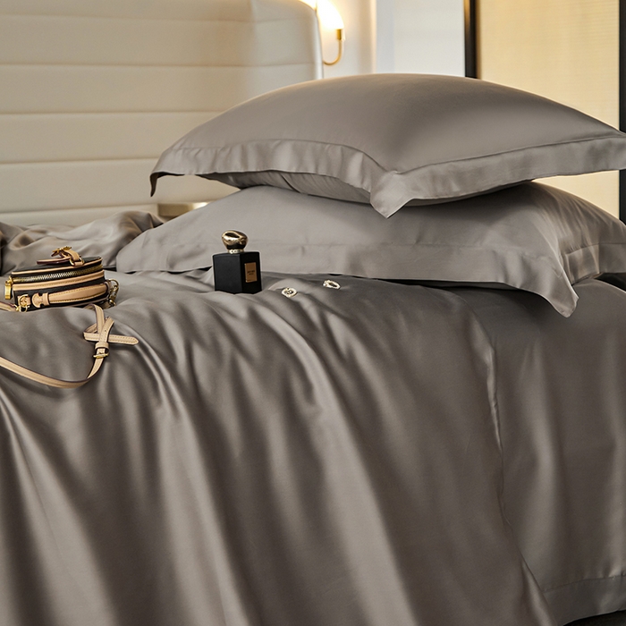 91家纺网 家纺一手货源 找家纺 张公子婚庆馆 2025新款60S撞色天丝四件套系列 竹卡（纯色）