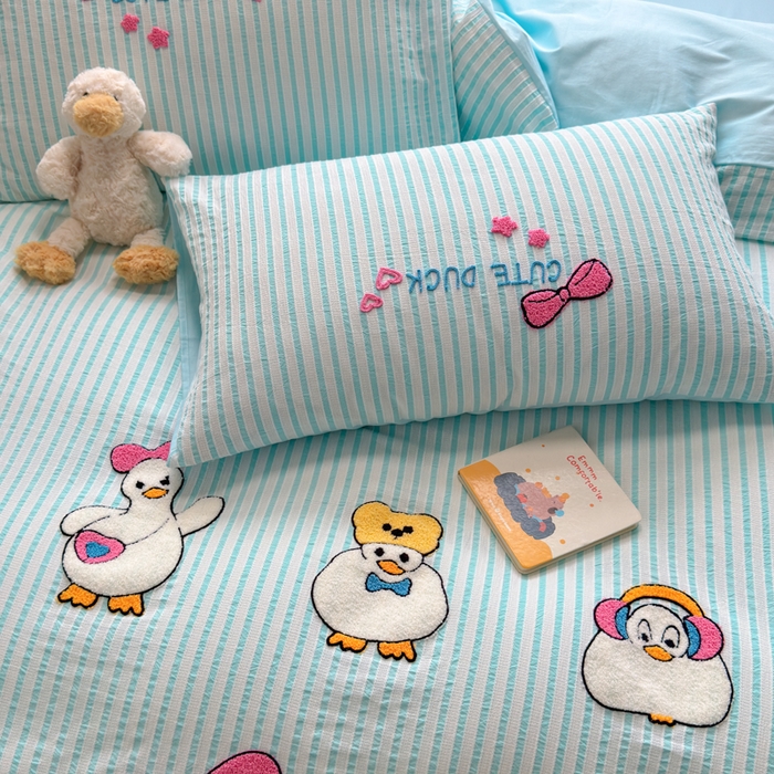 91家纺网 家纺一手货源 找家纺 （总）如意朵 2025新款全棉纯棉提花水洗棉绣花四件套（专版花型）