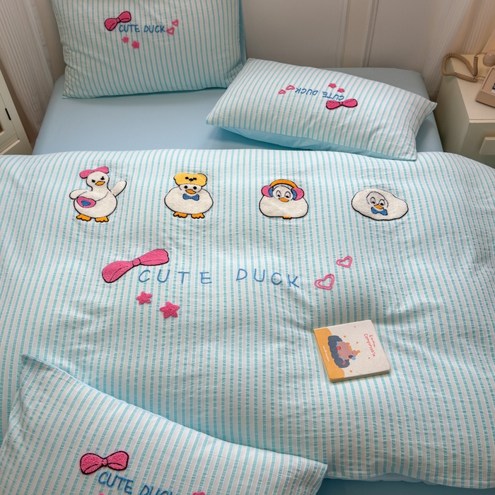 91家纺网 家纺一手货源 找家纺 （总）如意朵 2025新款全棉纯棉提花水洗棉绣花四件套（专版花型）