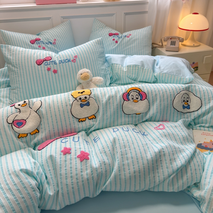 91家纺网 家纺一手货源 找家纺 （总）如意朵 2025新款全棉纯棉提花水洗棉绣花四件套（专版花型）