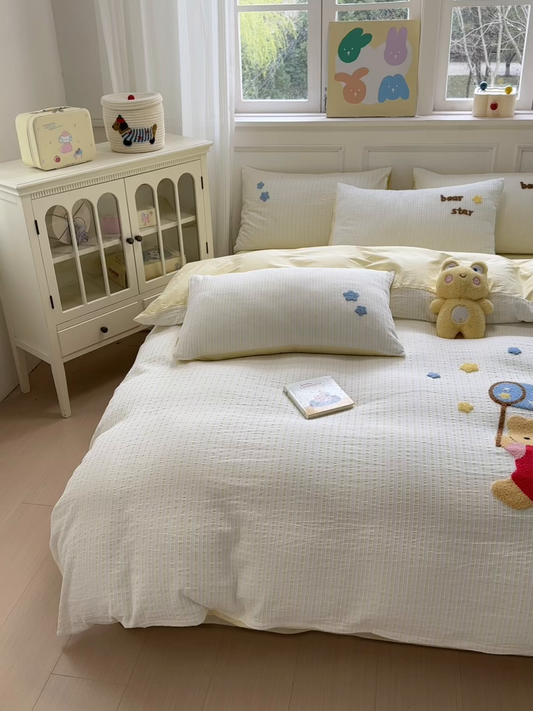 91家纺网 家纺一手货源 找家纺 如意朵 2025新款全棉纯棉提花水洗棉绣花四件套（专版花型） 抓星熊