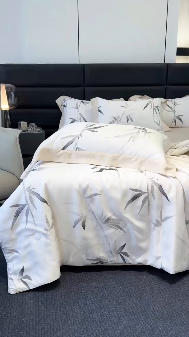 91家纺网 家纺一手货源 找家纺 衿成家纺 2025春夏新款莱赛尔天丝夏被嵌绳款数码印花单夏被夏被四件套 妍艺