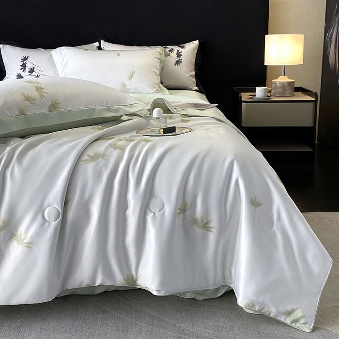 91家纺网 家纺一手货源 找家纺 （总）优悦生活馆 2025新款顺滑冰丝夏被四件套-轻梦轻语