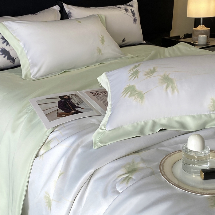 91家纺网 家纺一手货源 找家纺 （总）优悦生活馆 2025新款顺滑冰丝夏被四件套-轻梦轻语