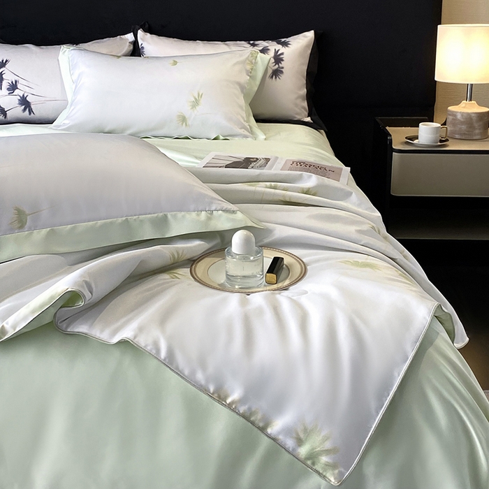 91家纺网 家纺一手货源 找家纺 （总）优悦生活馆 2025新款顺滑冰丝夏被四件套-轻梦轻语