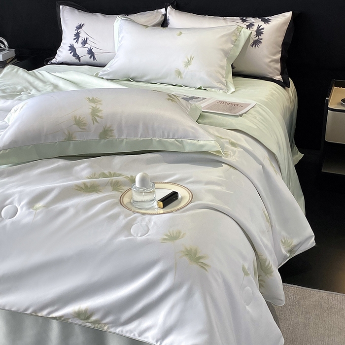 91家纺网 家纺一手货源 找家纺 （总）优悦生活馆 2025新款顺滑冰丝夏被四件套-轻梦轻语