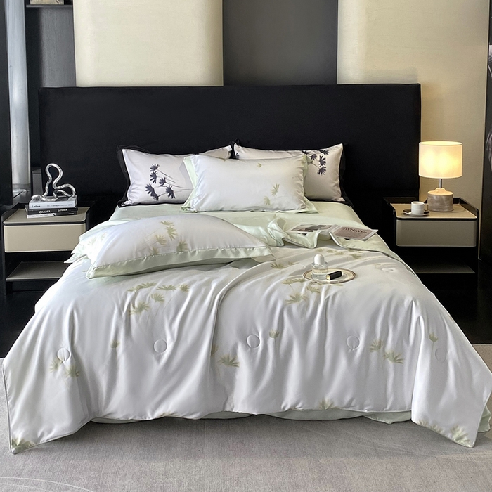 91家纺网 家纺一手货源 找家纺 （总）优悦生活馆 2025新款顺滑冰丝夏被四件套-轻梦轻语