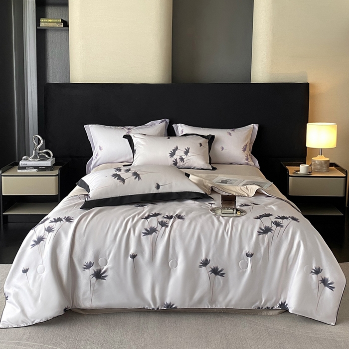 91家纺网 家纺一手货源 找家纺 （总）优悦生活馆 2025新款顺滑冰丝夏被四件套-轻梦轻语