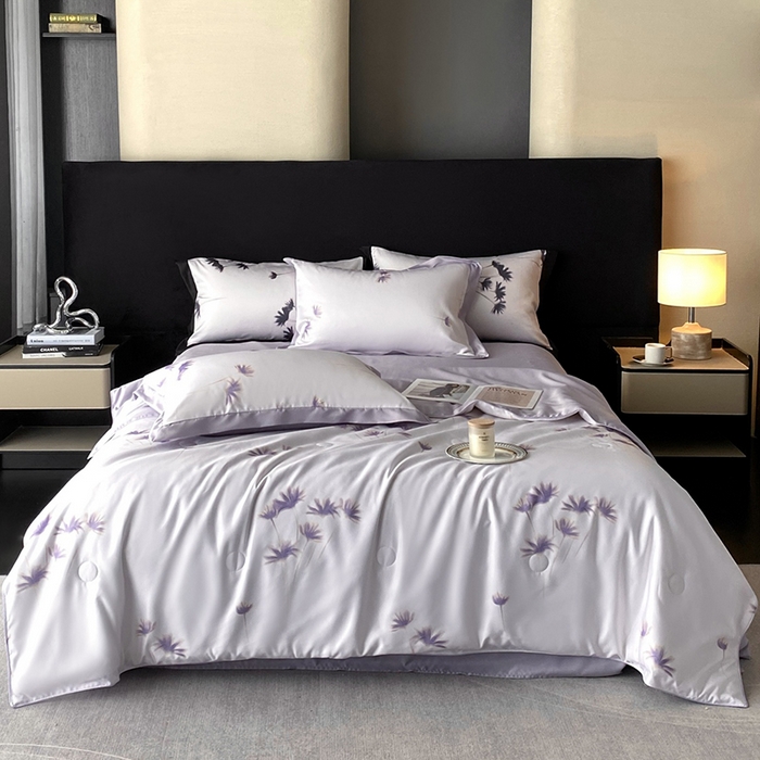 91家纺网 家纺一手货源 找家纺 （总）优悦生活馆 2025新款顺滑冰丝夏被四件套-轻梦轻语