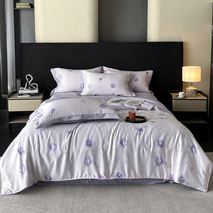 91家纺网 家纺一手货源 找家纺 （总）优悦生活馆 2025新款顺滑冰丝夏被四件套-轻梦轻语