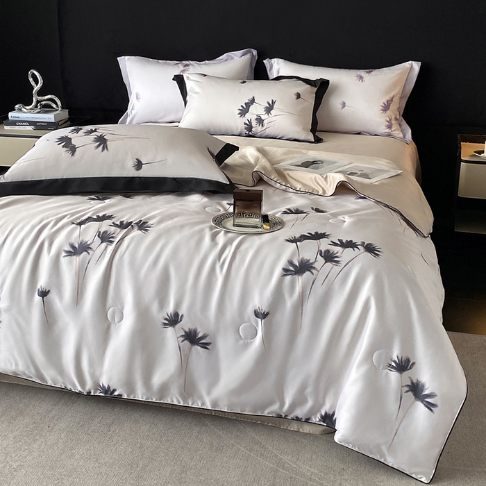 91家纺网 家纺一手货源 找家纺 优悦生活馆 2025新款顺滑冰丝夏被四件套-轻梦轻语 轻梦-香槟