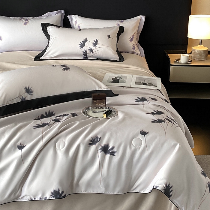 91家纺网 家纺一手货源 找家纺 优悦生活馆 2025新款顺滑冰丝夏被四件套-轻梦轻语 轻梦-香槟