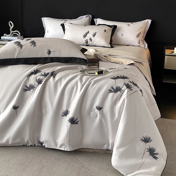 91家纺网 家纺一手货源 找家纺 优悦生活馆 2025新款顺滑冰丝夏被四件套-轻梦轻语 轻梦-香槟