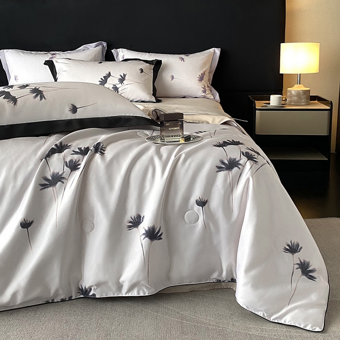 91家纺网 家纺一手货源 找家纺 优悦生活馆 2025新款顺滑冰丝夏被四件套-轻梦轻语 轻梦-香槟