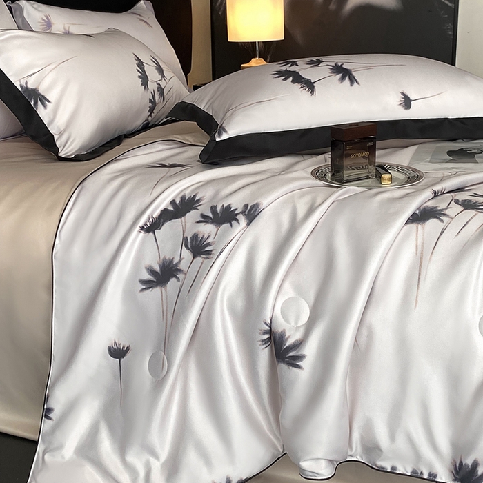 91家纺网 家纺一手货源 找家纺 优悦生活馆 2025新款顺滑冰丝夏被四件套-轻梦轻语 轻梦-香槟