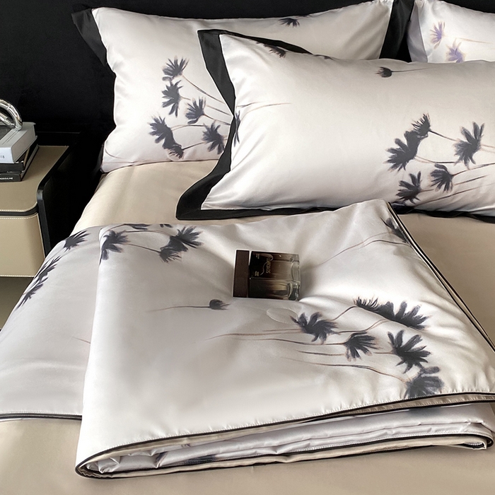 91家纺网 家纺一手货源 找家纺 优悦生活馆 2025新款顺滑冰丝夏被四件套-轻梦轻语 轻梦-香槟