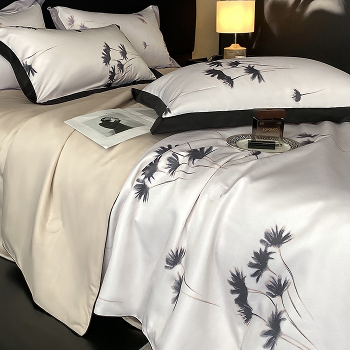 91家纺网 家纺一手货源 找家纺 优悦生活馆 2025新款顺滑冰丝夏被四件套-轻梦轻语 轻梦-香槟