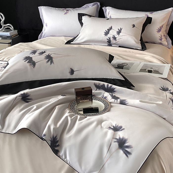 91家纺网 家纺一手货源 找家纺 优悦生活馆 2025新款顺滑冰丝夏被四件套-轻梦轻语 轻梦-香槟