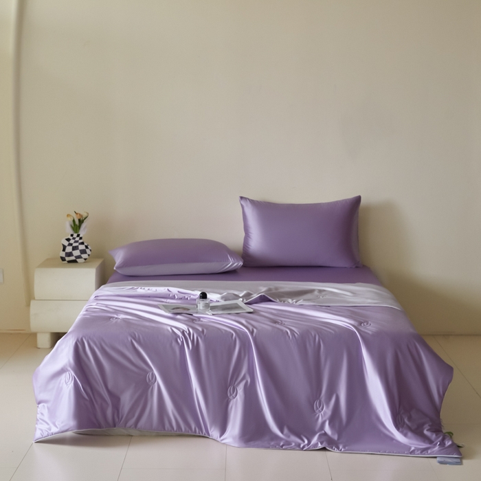 91家纺网 家纺一手货源 找家纺 （总）圣梦莱羽绒家纺 2025春夏新款A类锦氨凉感丝亮丝冰丝绸夏凉被亲肤丝绸被芯（凡质量问题由商家承担）