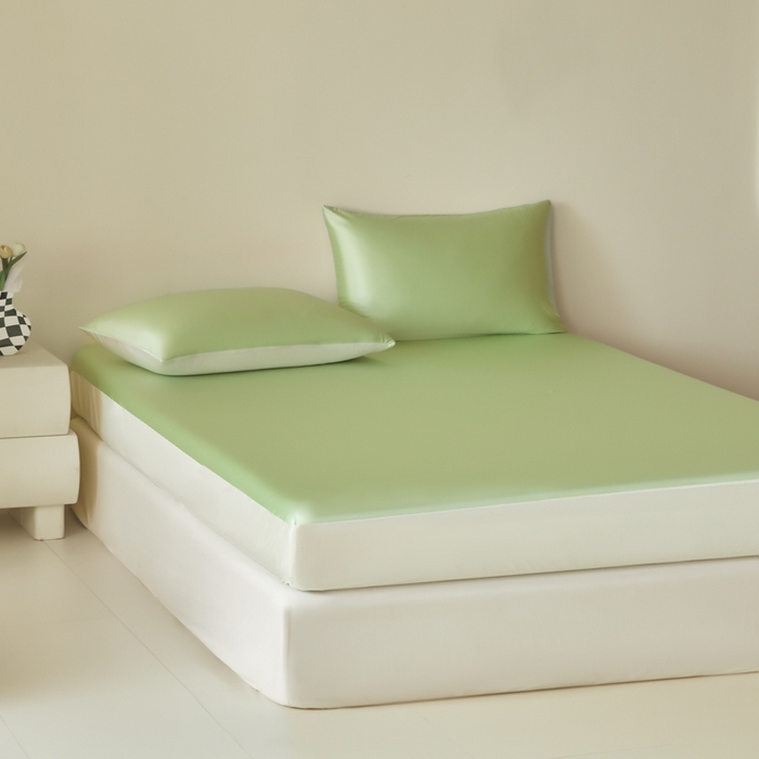 91家纺网 家纺一手货源 找家纺 圣梦莱羽绒家纺 2025春夏新款A类锦氨凉感丝亮丝冰丝绸夏凉被亲肤丝绸被芯 薄荷青柠檬