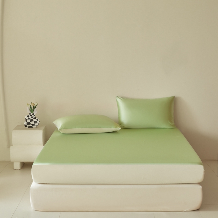 91家纺网 家纺一手货源 找家纺 圣梦莱羽绒家纺 2025春夏新款A类锦氨凉感丝亮丝冰丝绸夏凉被亲肤丝绸被芯 薄荷青柠檬