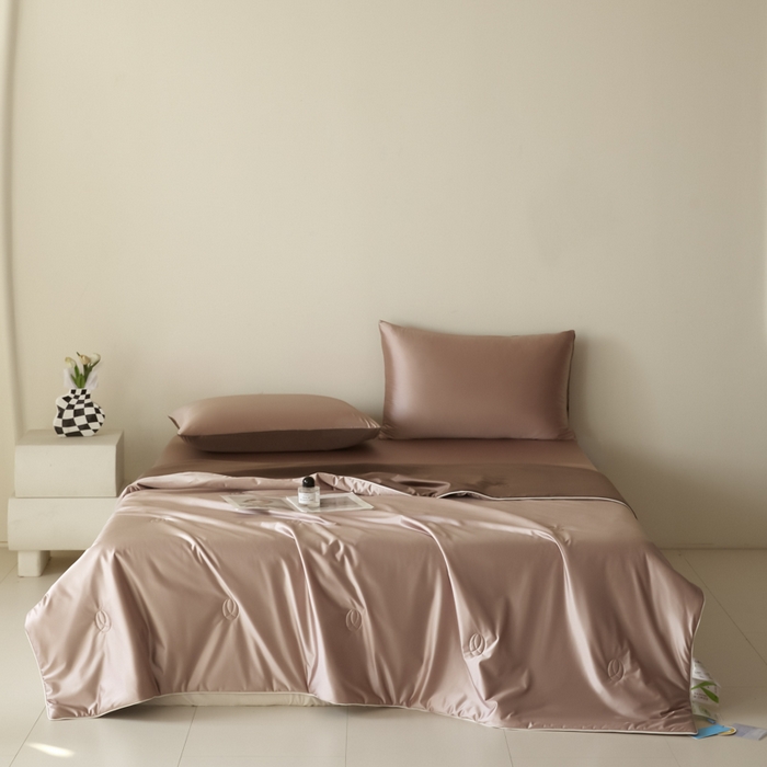 圣梦莱羽绒家纺 2025春夏新款A类锦氨凉感丝亮丝冰丝绸夏凉被亲肤丝绸被芯 浓郁卡布奇诺