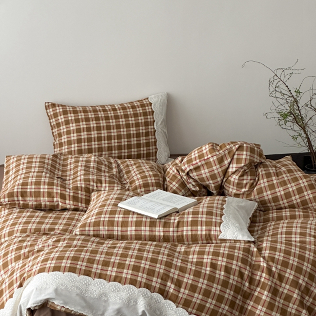 91家纺网 家纺一手货源 找家纺 旷野 2025新款全棉纯棉60支双层纱四件套 摩卡慕斯